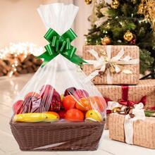 20pcs Large Clear Cellophane Bags With 20pcs Large Pull Bows Set For Baskets & Gifts Packaging, Perfect For Halloween, Thanksgiving, Christmas, Valentine's Day, Father's Day, Mother's Day And Birthday Party Valentine's Day - Clear - View 4