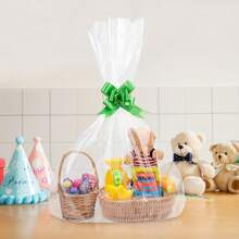 20pcs Large Clear Cellophane Bags With 20pcs Large Pull Bows Set For Baskets & Gifts Packaging, Perfect For Halloween, Thanksgiving, Christmas, Valentine's Day, Father's Day, Mother's Day And Birthday Party Valentine's Day - Clear - View 8