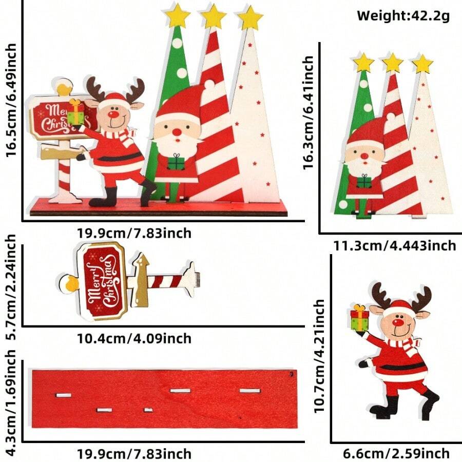 1pc Christmas Decoration Wooden Display Piece, Snowman House Wooden