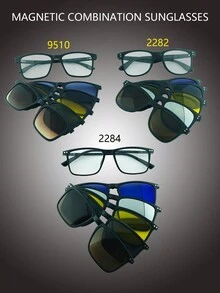 1 件男士时尚 6 合 1 TR 翻盖皮盒眼镜 - A - 查看 10