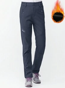 女士户外保暖休闲裤，防风防水，适合冬季远足、露营、徒步旅行 - 深灰色 - 查看 2