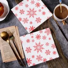 20pcs Festive Red Snowflake Print Disposable Napkins, Suitable For Restaurants, Dessert Shops, Bakeries, Parties, Home Kitchens, Afternoon Tea, Christmas, Winter Decorations, Christmas Paper Napkins, Christmas Cocktail Napkins, Party Decorations, Party Supplies, Holiday Decorations, Festive Supplies, Table Decorations.