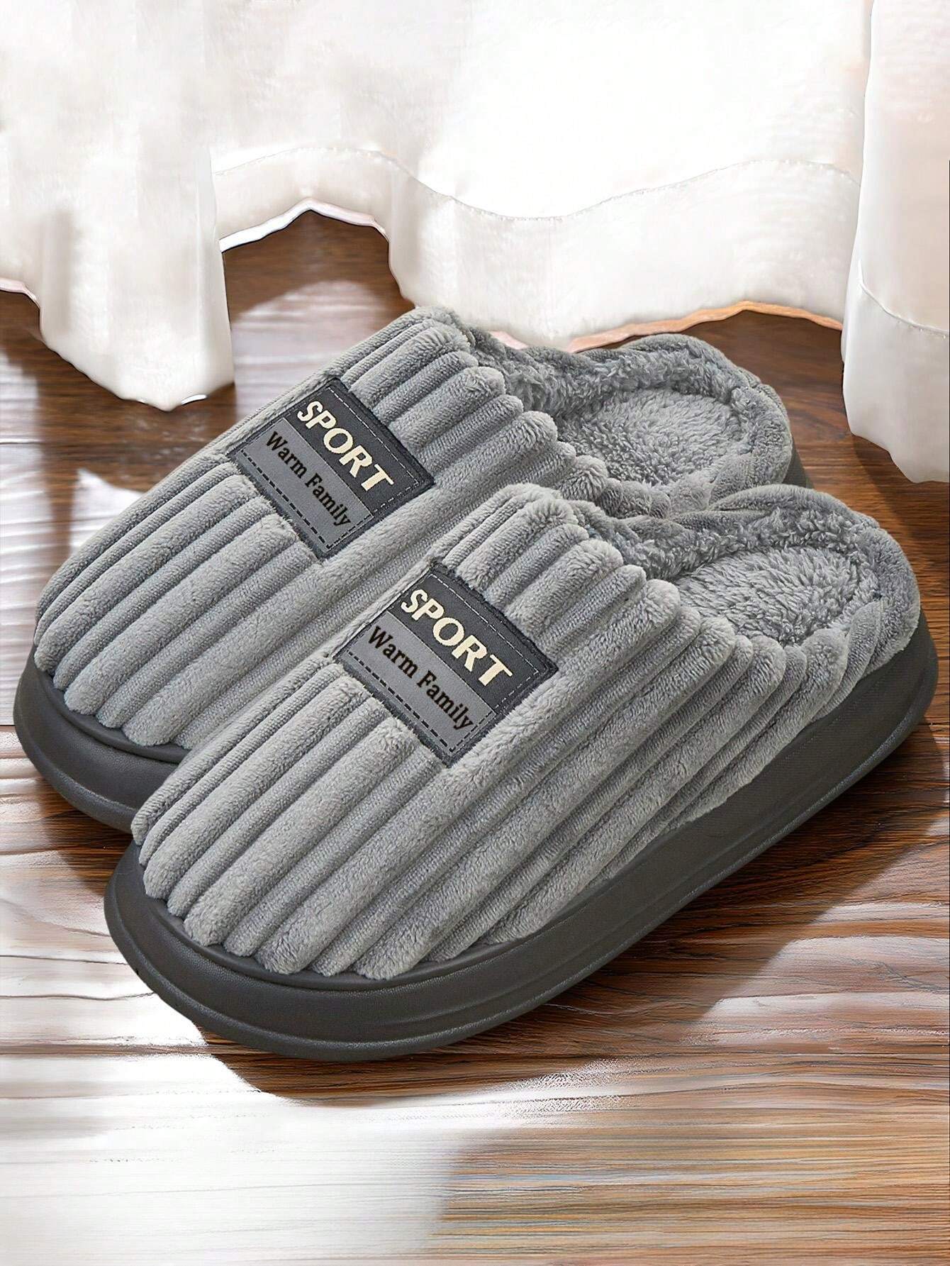 Indoor House Slippers For Men Fuzzy Platform Soft Fashionable Shoes