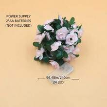 1 套 45 件粉色玫瑰花 LED 灯串，人造玫瑰花装饰灯，适用于卧室派对婚礼情人节圣诞节母亲节生日派对装饰，花园露台 - 彩色 - 查看 10