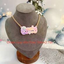 Collar con nombre personalizado de acrílico, joyería con placa con nombre personalizado, collar con nombre para niños, collar personalizado, placa con nombre de acrílico colorido, regalo para mamá