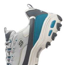 Skechers 女士 D'LITES 系列轻便透气休闲运动鞋，熊猫图案，舒适缓震。 - 灰色/藍色 - 查看 3