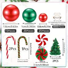 8068 件圣诞花瓶填充物圣诞树拐杖糖漂浮蜡烛中心装饰适用于圣诞主题装饰、新年、婚礼、派对、DIY 工艺品、家居装饰、桌面散布装饰、花瓶填充物、摄影道具