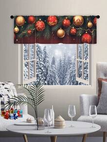 1 件南瓜和秋叶格子厨房窗帘，适用于客厅、卧室、浴室、家居装饰、感恩节和万圣节 - 彩色 - 查看 2