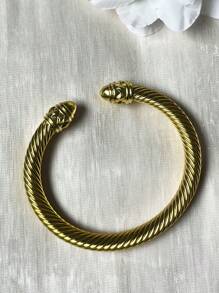 1pc European & American Fashionable Lacquered Twisted Rope Open Bangle Bracelet, Versatile Accessory For All Seasons & Holidays