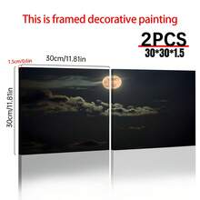 1 tấm áp phích vải canvas cảnh đêm trăng không khung - Nghệ thuật hiện đại trang trí tường và trang trí cho phòng ngủ, phòng khách, hành lang - Ý tưởng quà tặng trang trí phòng và trang trí mùa đông hoàn hảo - Nhiều màu - Xem 3