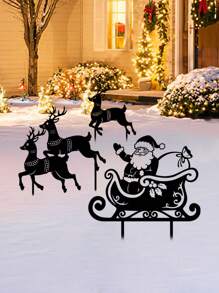 1 chiếc Cọc sân vườn nghệ thuật bằng sắt hình tuần lộc đen Giáng sinh sáng tạo, Cọc sân bằng kim loại hình hươu 8,8 inch, thích hợp để trang trí bãi cỏ sân vườn Giáng sinh - màu đen - Xem 9
