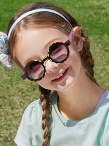 1 PC Boys Girls 4-8 Years Old Bohemian Contrast Cute Round Frame Fashion Glasses For Going Out And Use Holiday Accessories - Multicolor - View 1