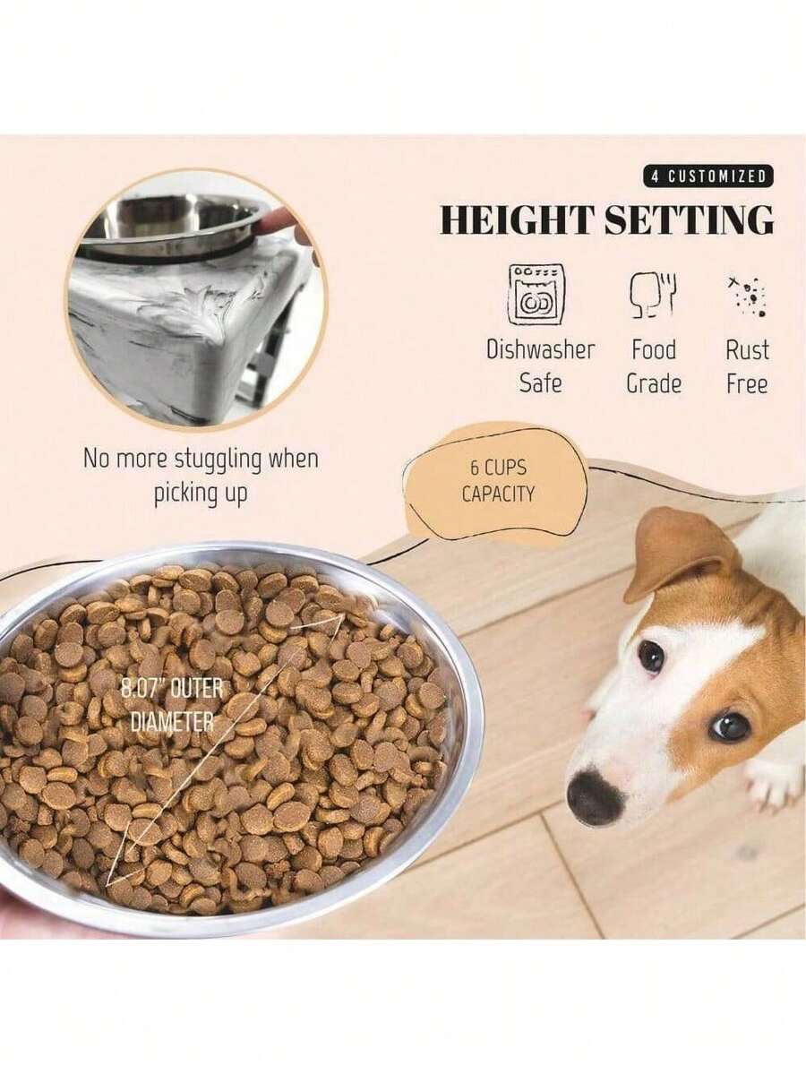 Dog Food Stand For Large Medium Dogs, 4 Heights Adjustable Elevated Dog