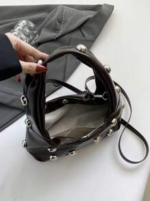 秋冬新款时尚，新款Y2K甜美酷炫女包，街头时尚铆钉单肩腋下包，可斜挎，Y2K包包，2000年代时尚风格，哥特朋克女包 - 咖啡棕 - 查看 10