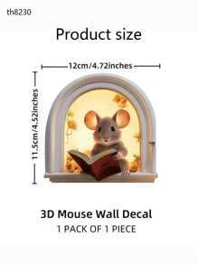 1 Piece 3D Effect Personalized Mouse Hole Sticker Wall Sticker Reading White Mouse Flower Branch Mouse Cute Animal Random Sticker Home Decoration Waterproof And Moisture-Proof Self-Adhesive No Residue Wallpaper 5.81x5.02 Inches,Stickers,Wall Decal, Vinyl Decal For Home Decorations,Spring Decoration Items Refresh Your Home,Rama Decoration Stickers - Multicolor - View 3