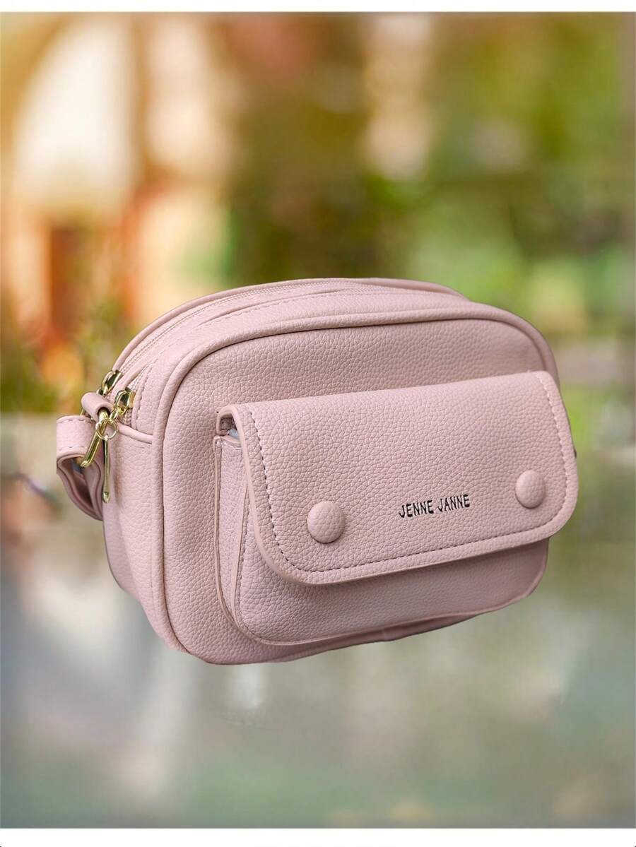Women's Crossbody Bag With Multiple Zippers, Versatile And Practical Bag - Hồng - Xem 1