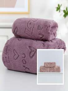 1pc Coral Fleece Heart-Shaped Towel Bath Towel: Super Soft, Absorbent, Skin-Friendly. Ideal For Bathroom, Gym, Hotel, Vacation, Beach. A Must-Have For Daily Use At Home Or Travel - Perfect Gift For Everyone Home Bathroom Decor Back To School For Beauty Salon Home Bathroom