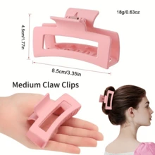 6 件装方形和矩形发夹，适合女士发饰 - 中号香蕉夹 - 馬卡龍色 - 查看 4