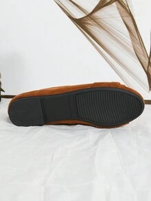 Giày ba lê da lộn Twist Knot Casual, màu nâu, mũi tròn nhẹ - màu nâu - Xem 6