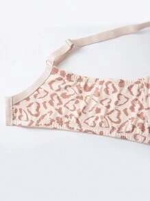 بكأس سلكي من اللباس الداخلي المطبوع برسوم قلوب بلحم اللون للنساء مع أشرطة كتف معززة وإغلاق ب- 3 خطافات - وردي فاتح - مشاهدة 8
