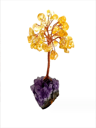 Árbol del dinero de 60-160g con cristales de piedras preciosas naturales de los 7 chakras sobre una base de amatista, geoda y drusa, cristales de feng shui para decoración de escritorio de oficina y hogar, riqueza y buena suerte