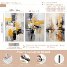 1 件带框抽象帆布印刷海报，黄色和灰色色块帆布墙艺术，艺术品墙画适用于浴室卧室办公室客厅墙壁装饰，家居装饰海报，墙壁艺术，房间装饰用品 - 彩色 - 查看 25