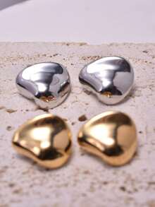 1 Cặp Bông tai kim loại trơn hình học bất đối xứng bằng bạc Sterling 925 dành cho nữ, thích hợp khi đi làm - hình học - Xem 1