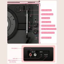SILWISUN 3 Speeds Record Player Vintage Portable Suitcase Turntable, Bluetooth Vinyl Phonograph With Built-In Battery & Speakers, 3.5MM Headphone Jack/AUX/RCA/Belt-Driven, Pink