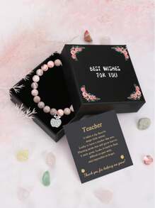 1PC Valentine's Day Gift Teacher, Christmas Gift For Teacher Women, Teacher Appreciation Gifts, Graduation Gifts For Teacher Natural Stone Apple Bracelet Gifts, Beads Bracelets For Teacher's Day, Mom, Mother, Mother's Day, Gift