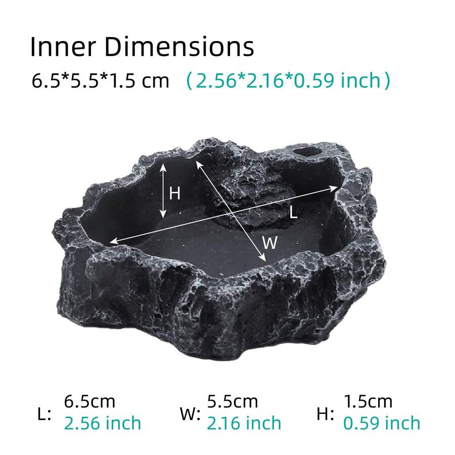 2pcs Mini Reptile Water & Food Bowls, Decorative StoneLike Design For