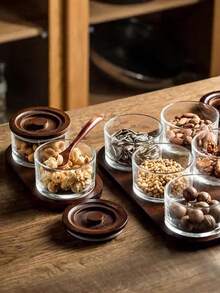 Bộ 3 lọ thủy tinh/4 lọ/5 lọ/7 lọ/bộ hộp đựng đa năng dùng cho phòng khách, phòng ăn, nhà bếp, bộ khay đựng ngũ cốc, kẹo, bánh quy, bánh mì, thích hợp cho ngoài trời, đám cưới, tiệc tùng, quà tặng, sinh nhật, giáng sinh - Nhiều màu - Xem 4