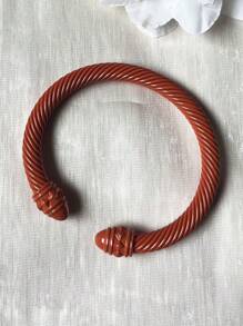 1pc European & American Fashionable Lacquered Twisted Rope Open Bangle Bracelet, Versatile Accessory For All Seasons & Holidays