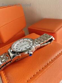 1 pièce Montre étanche pour hommes en acier inoxydable, cadran noir non fading avec chiffres arabes, Montre-bracelet à quartz décontractée/ professionnelle/ réunion/ travail