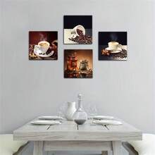 4pcs/Set Kitchen Wall Art Coffee Beans Coffee Cup Canvas Print Wall Art Decor - 4 Modern Artwork Paintings Contemporary Dining Room Home Decor, Unframed Posters,Wall Art,Room Decoration Stuff Gifts Birthday Graduation - Multicolor - View 10