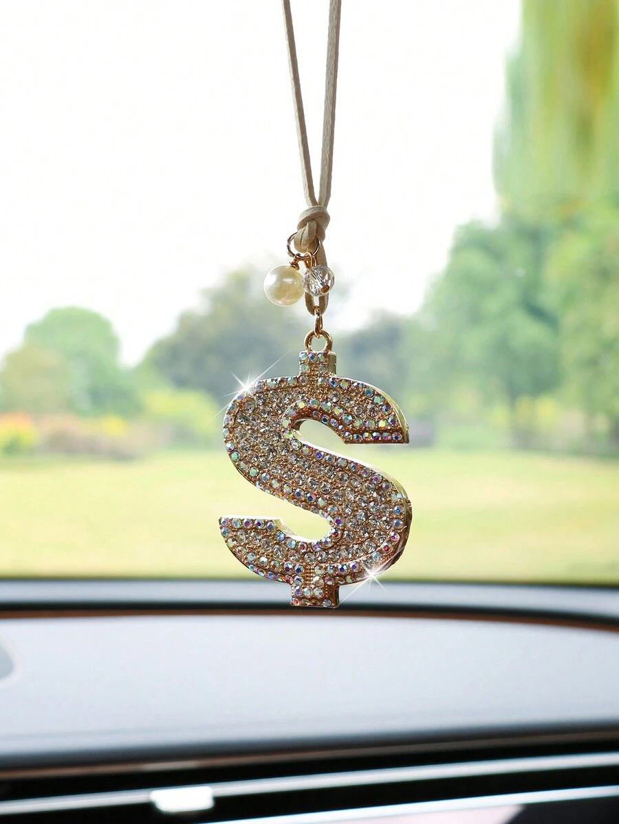 1 件装水钻装饰金属美元风格汽车内饰挂饰 - 均碼 - 查看 1