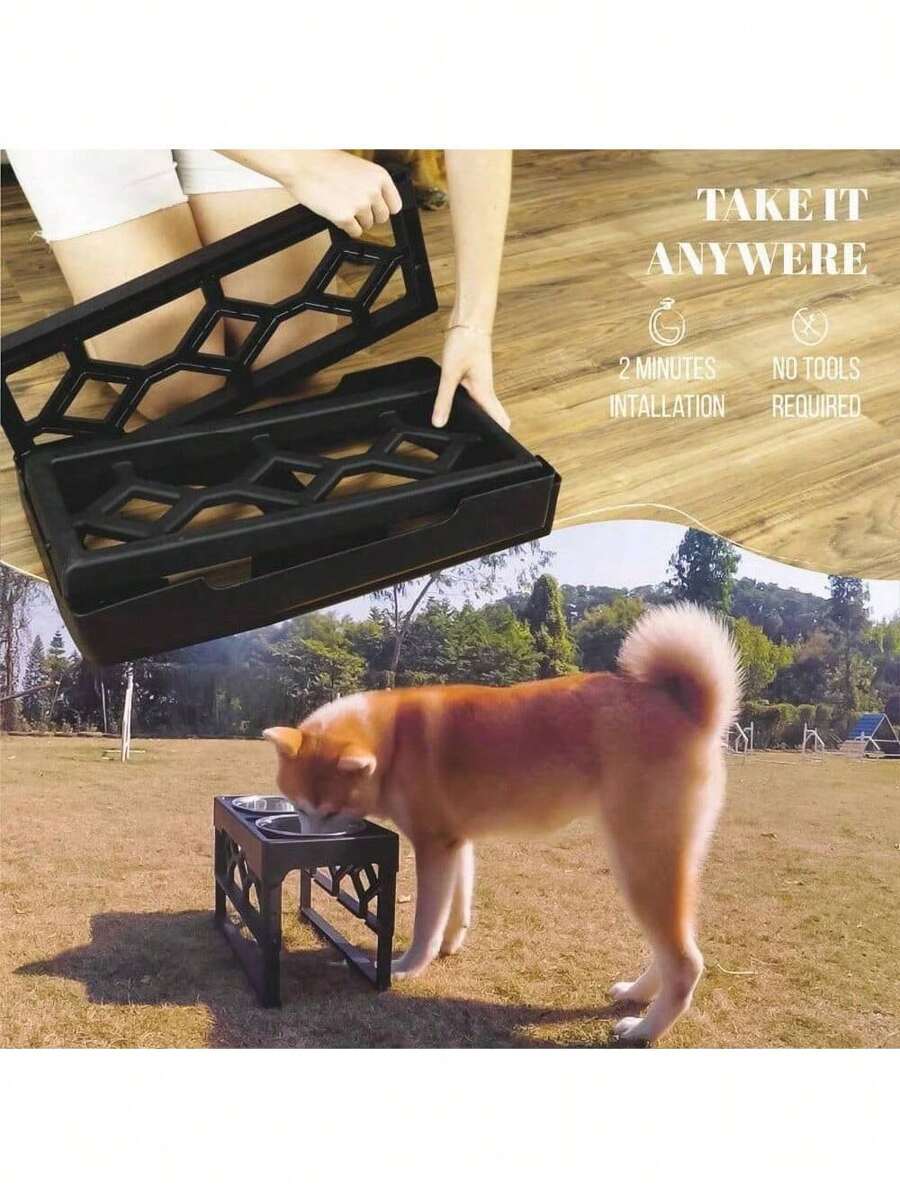 Dog Food Stand For Large Medium Dogs, 4 Heights Adjustable Elevated Dog