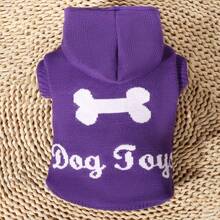 1 chiếc áo len trùm đầu họa tiết xương thú cưng thời trang đa năng, ấm áp, thích hợp cho mèo và chó cỡ nhỏ đến trung bình, mùa thu/đông - Màu tím - Xem 13