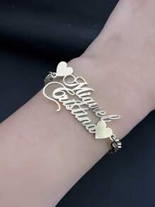1 pieza Pulsera personalizada con nombre de acero inoxidable en oro, plata o oro rosa. Envía el contenido para obtener tu joyería personalizada. Oro, plata o elige tu color favorito - regalo ideal para ella, novio, novia, papá, mamá, familia, amigos, mascotas, hijo, hija, abuelos en aniversarios, Día de San Valentín, Día de la Madre, cumpleaños, graduación, Día del Padre, bodas, para uso diario, fiestas, bailes de graduación, estilo vintage, unisex, simple, casual, hipster, gótico, punk. - Multicolor - Ver 3