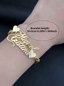 1 pieza Pulsera personalizada con nombre de acero inoxidable en oro, plata o oro rosa. Envía el contenido para obtener tu joyería personalizada. Oro, plata o elige tu color favorito - regalo ideal para ella, novio, novia, papá, mamá, familia, amigos, mascotas, hijo, hija, abuelos en aniversarios, Día de San Valentín, Día de la Madre, cumpleaños, graduación, Día del Padre, bodas, para uso diario, fiestas, bailes de graduación, estilo vintage, unisex, simple, casual, hipster, gótico, punk. - Multicolor - Ver 5