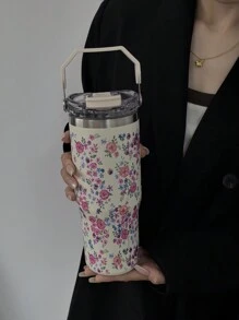 1 件 900 毫升/33.44 盎司花卉系列保温杯，防漏旅行杯，带手柄和吸管，双饮水盖，适合旅行、户外、健身房、返校节礼物 - 彩色 - 查看 14