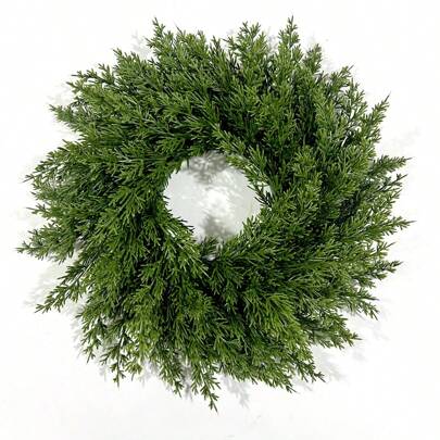 1pc, 45cm/17.71in Green Pine Branch Wreath, Suitable For Thanksgiving, Holiday Decoration, Front Door, Outdoor Window, Cupboard, Central Decor, Wedding Decor, Home Decor, Table Decoration,Centerpieces,Artificial Flowers,Plastic Flowers Christmas Decorations Room Decor Christmas