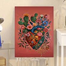 1 件鲜艳盛开的花朵墨西哥风格帆布墙艺术海报 - 无框装饰，适合家庭、办公室和特殊场合 - 彩色 - 查看 11