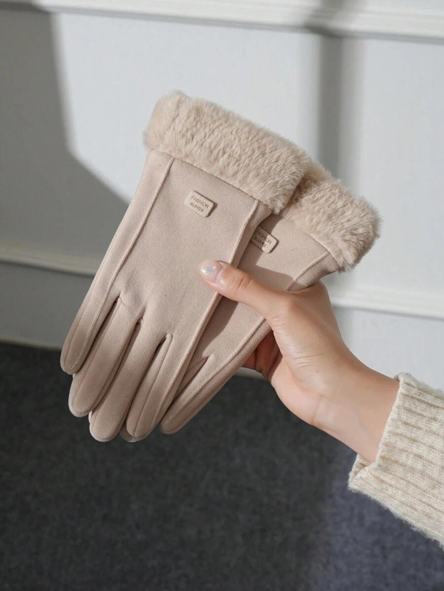 1pair Ladies Warm Touchscreen Gloves, Thermal Lined, For Cycling In Autumn & Winter Halloween - A - View 1