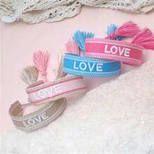 1 chiếc vòng tay bện dày hình chữ LOVE thủ công giản dị - Nhiều màu - Xem 7