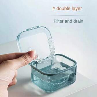 1 件双层正畸保持器收纳盒，带排水设计，便携式配件收纳