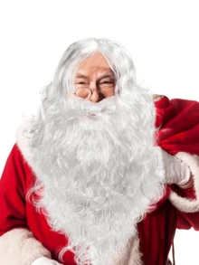 2 件圣诞老人假发和胡须套装，圣诞化妆舞会角色扮演服装配饰，节日气氛道具，白色圣诞帽和胡须，适合圣诞装饰、舞台表演 - 白色 - 查看 3