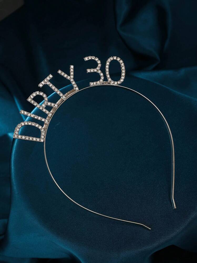 简约时尚的生日皇冠，DIRTY 30，完美的生日配饰，锌合金发箍，以及镶有水钻的生日发箍。 - 銀色 - 查看 2