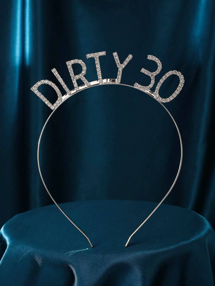 简约时尚的生日皇冠，DIRTY 30，完美的生日配饰，锌合金发箍，以及镶有水钻的生日发箍。 - 銀色 - 查看 5