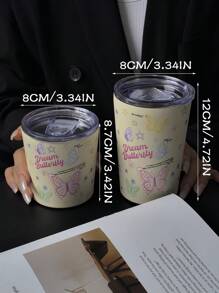 1pc 350ML/11.8OZ Or 280ML/9.47OZ Butterfly Series Vacuum Insulated Stainless Steel Tumbler, Coffee Mug, Cup, Ideal For School Use Or Holiday Gift Water Bottle Back To School