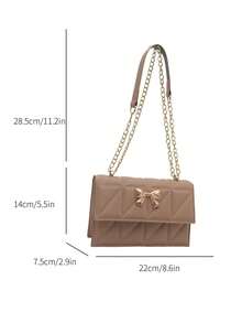 菱格链条包女士2024新款潮流高端时尚百搭单肩斜挎包小方包 - 卡其色 - 查看 5